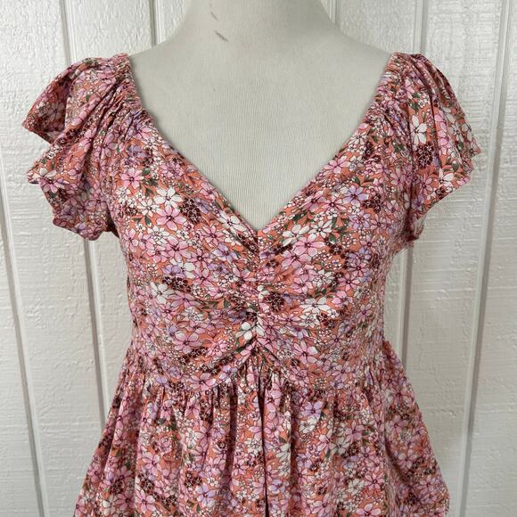 Japna Milkmaid Top Boho Preppy Pink Short Sleeve Fairy Cottage Women Medium - Picture 4 of 7